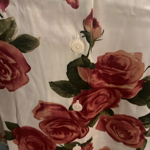 Oscar de la Renta pink label 100% polyester, sleepwear shirt/pants floral print - Picture 4 of 14